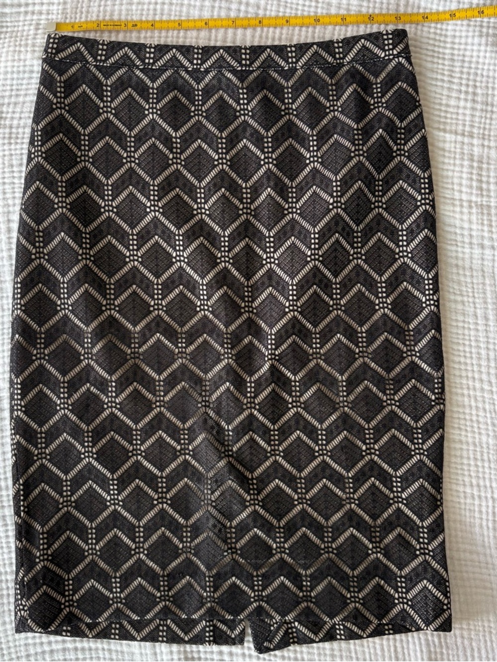 The Limited Black & Cream Geometric Pencil Skirt
